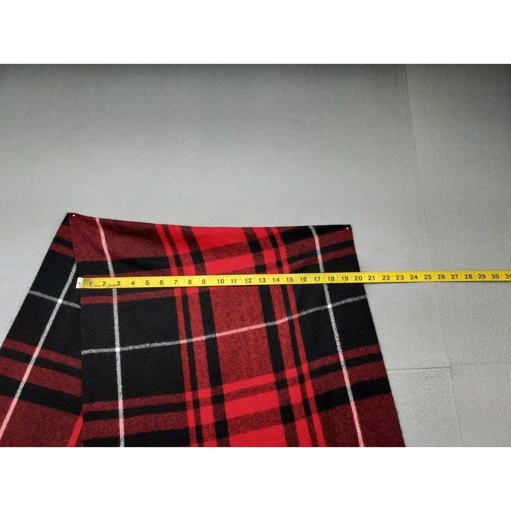 Steve Madden Men Scarf One Size Red Plaid 100% Polyester Fringe Winter Shawl